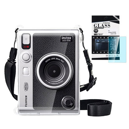 Picture of CAIYOULE Camera Case for Instax Mini Evo Case, PC Clear Case for Fujifilm Instant Mini Evo Camera with 9H Hardness Screen Protector, for Polaroid Mini Evo Accessories ，No Camera