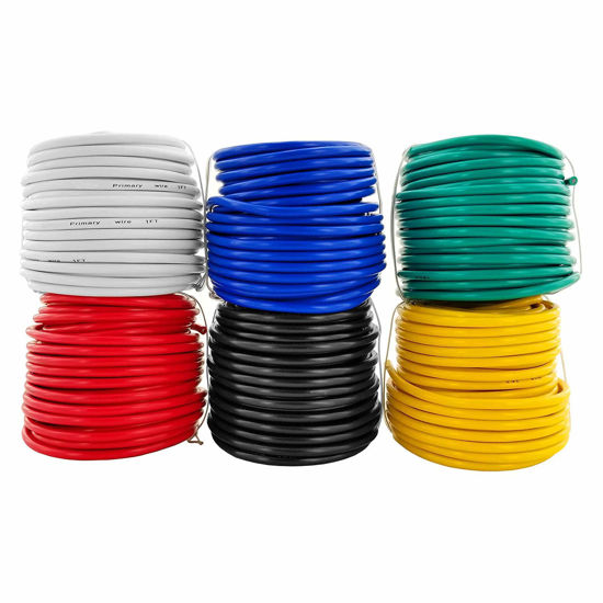 Picture of GS Power 14 Gauge 6 Color Combo Automotive Low Voltage Primary Wire 50 ft Roll (300 ft Total) for General Purpose Car Stereo Audio Amplifier Remote 12V Trailer Harness Hookup Wiring