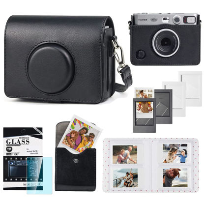 Picture of CAIYOULE Camera Case for Fujifilm Instax Mini EVO, Fuji Mini EVO Case Bag with Mini Photo Pouch, Album, Frames, Screen Protector Accessories Kit - Vintage Black
