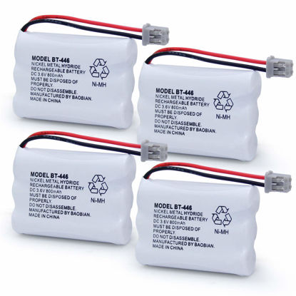 Picture of BAOBIAN BT-446 BT446 BT-1005 Replacement Battery Compatible with Uniden Cordless Phone BBTY0503001 BT-1004 GE-TL26402 BT-504 CPH-488B Handset Phone Rechargeable 3.6V 800mAh (4 Pack)