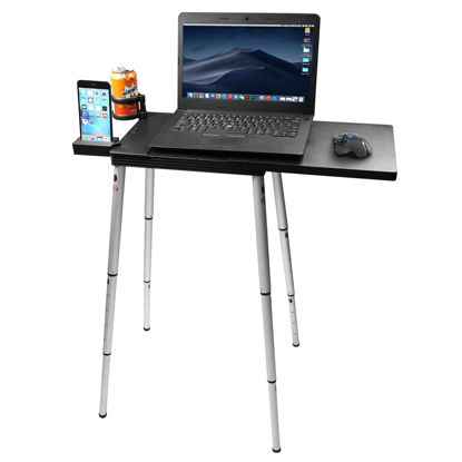 Picture of Tabletote Plus Laptop Stand Desk Table Adjustable Height 12 to 29 inches Foldable Portable Mobile Lighweight Cup Phone Holder Ergonomic Fits 15 inch Laptops for Home Office Travel