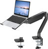 Picture of MOUNTUP Laptop Arm Mount for Desk Holds 3.3-17.6lbs, Single Laptop Computer Desk Mount for 13-17 Inch Notebook Fully Adjustable Laptop Tray Stand with Gas Spring Arm, with Clamp/Grommet Base MU4007