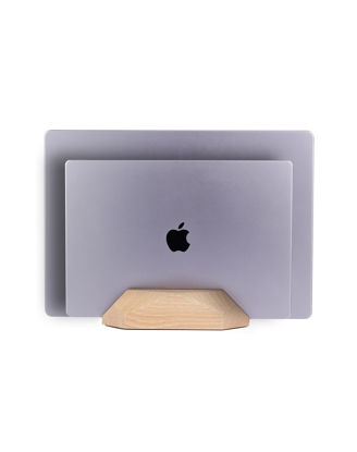 Picture of Nuvograin Dual Laptop Holder Vertical Laptop Stand, 2 Slots MacBook Stand Wood,Wooden Laptop Stand,Vertical Laptop Holder for Desk, Widen Dock Fits All MacBook/Surface pro