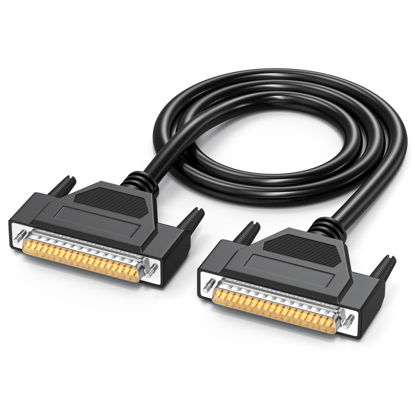 Picture of JUXINICE DB37 Cable Copper D-Sub 37 Pin Cable Shielded, DB37 Male to Male Cable 5FT, DB37 Extension Cable- Black 5'