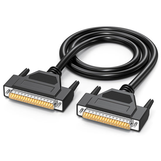 Picture of JUXINICE DB37 Cable Copper D-Sub 37 Pin Cable Shielded, DB37 Male to Male Cable 5FT, DB37 Extension Cable- Black 5'