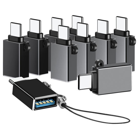 Picture of BaseNew USB C to USB Adapter 10 Pack,USBC to USB Adapter,USB to USBC-C Adapter,USB to USBC Adapter,C to USB Adapter for MacBook Pro/Air,iMac,iPad Pro,Galaxy S20+ and More(Black+Grey)
