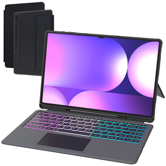 Picture of for Samsung Galaxy Tab S9 Ultra/S8 Ultra/S10 Ultra 14.6" Keyboard Case: 7 Colors Backlit Keyboard with Trackpad | Smart Touchpad Magnetic Detachable Keyboard Cover for 14.6 inch Tab S10 Ultra/S9 Ultra
