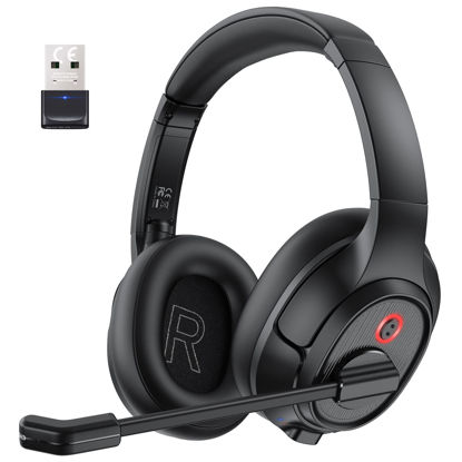 Picture of EKSA Wireless Headset with Mic for Work, Bluetooth 5.0 Headset with AI-Powered Noise Cancelling Microphone - Bluetooth Wireless Headphones with Mic for Work/PC/Laptop/Computer/Office/Zoom