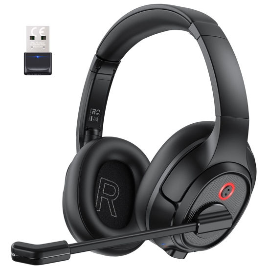 Picture of EKSA Wireless Headset with Mic for Work, Bluetooth 5.0 Headset with AI-Powered Noise Cancelling Microphone - Bluetooth Wireless Headphones with Mic for Work/PC/Laptop/Computer/Office/Zoom