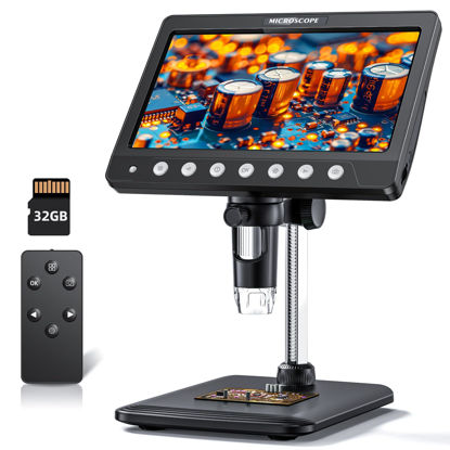 Picture of WINWEND Digital Microscope for Adults Kids 4k - 7'' HD IPS Coin Microscope for Error Coins with Screen | 1200X Soldering Microscope with 8 LED Lights | 32GB SD Card USB Microscope for Windows/MacOS