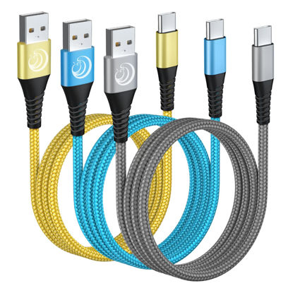 Picture of USB C Cable 10FT 3Pack Fast Charging Nylon Braided Long Type C Charger Cable for Samsung Galaxy S24 S23 S22 S21 S10 S9 S8 A02s A03s A11 A12 A13 A14 A21 A22 A32 A42 A53, Tablet, LG, Moto, TCL