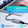 Picture of USB ethernet Adapter,USB A to ethernet Adapter，Gigabit ethernet to USB,USB 3.0 Gigabit to ethernet Adapter Compatibility 100/1000MBPS,Compatible with Windows, Mac OS, Linux, PC, Laptops, and More