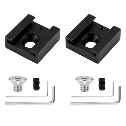Picture of 2 Pack Cold Shoe Mount Adapter, Aluminum Alloy Cold Shoe Bracket with 1/4" Screw & Hex Wrench Accessories Compatible with DSLR Camera Cage Rig Flash LED Light Monitor Microphone