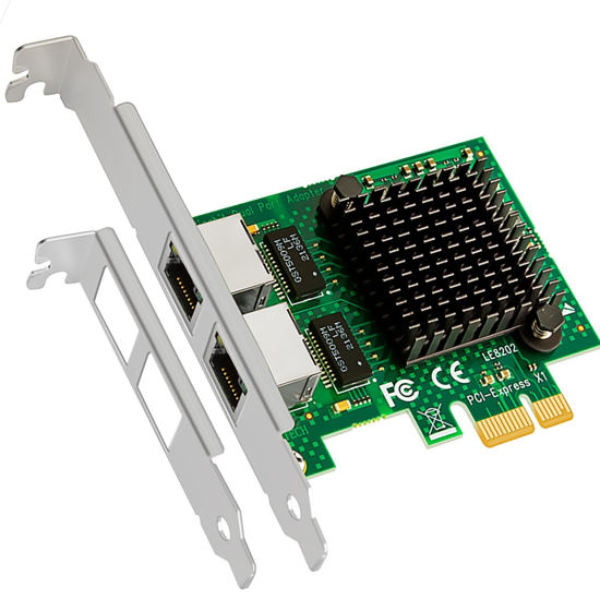 Picture of GLOTRENDS LE8202 2-Port Gigabit PCIe Ethernet Network Card, 2 x RTL8111H Chip, 2 x RJ45 LAN Port, PCIe X1 Installation