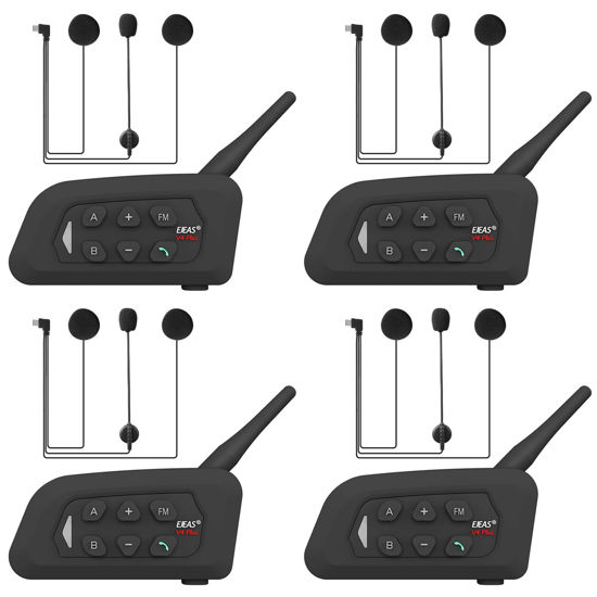 Picture of GaiRen V4 Plus Motorcycle Bluetooth Helmet Intercom Headset, 4 Rides Group Communication System for Motorcycling Soccer Referees Skiing ATV/Off Road (4 Pack)