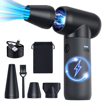 Picture of Compressed Air Duster,180000RPM Jet Dryer Blower,3 Gear Electric Portable Air Duster,No Canned Air Duster-Replace Compressed Air Can,Jet Fan for Car Dry,Keyboard Computer Cleaning,Air Bed,Hair Dry