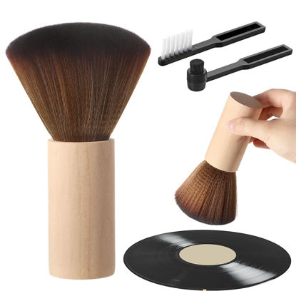 Picture of Ziliny 3 Pcs Vinyl Record Cleaning Brush Wooden Anti Static Dust Record Cleaner Brush Vinyl Brush Record Gap Cleaning Brush for Record Player Album Accessories(Light Wood Color)