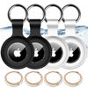 Picture of 4 Pack,IPX8 Waterproof Airtag Holder for Apple Air Tags with Air Tag Keychain,Shockproof GPS Cover [Anti-Scratch] [PC+Silicone] Air-Tag Item Finders Case for Pets,Kids,Luggages-White/White/Black/Black
