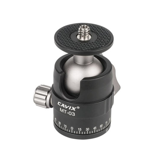 Picture of Mini Ball Head, CAVIX MT-03 Camera Panoramic Tripod Head Metal Ball Head with Arca Swiss Quick Release Plate Bubble Level Load Capacity 11 lbs/5 kg…