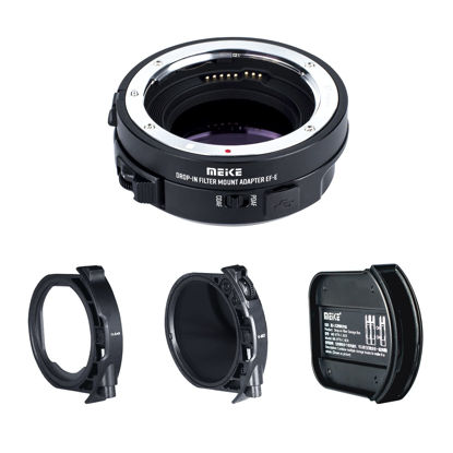 Picture of Meike MK-EFTE-C VND Drop-in Filter Auto-Focus Mount Lens Adapter for Canon EF/EF-S Lenses to Sony E Mount Cameras with Variable ND Filter and UV Filter A7SII A7 A6000 A6500 A7SIII A9