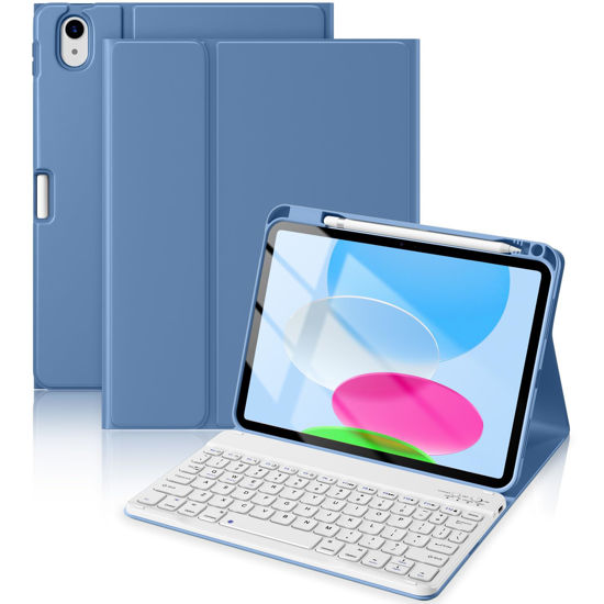 Picture of Beydoa for iPad 10th Generation Case with Keyboard 10.9 Inch 2022 - Magnetic Wireless Keyboard Case with Pencil Holder Stain Proof Folio Keyboard Cover for iPad 10th Gen (Blue)