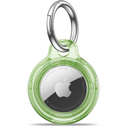 Picture of MOLOSLEEVE Airtag Holder Air Tag Case with Keychain, Anti-Scratch Airtags Key Chain for Apple Air Tags, Airtag Accessories for GPS Item Finder Tracker, Clear Green