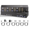 Picture of USB 3.0 Three Monitor HDMI KVM Switch, 4K60Hz 4 Port HDMI KVM Switch 3 Monitors 4 Computers, 4 PC Share 1 Set of Keyboard, Mouse, 3 Monitors and 4 USB 3.0 Ports