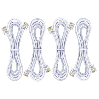Picture of Yumiwoow 6.6Ft Telephone landline Extension Cord Cable Cord with Standard RJ-11 6P4C Plug (4Pack-6.6Ft-White)