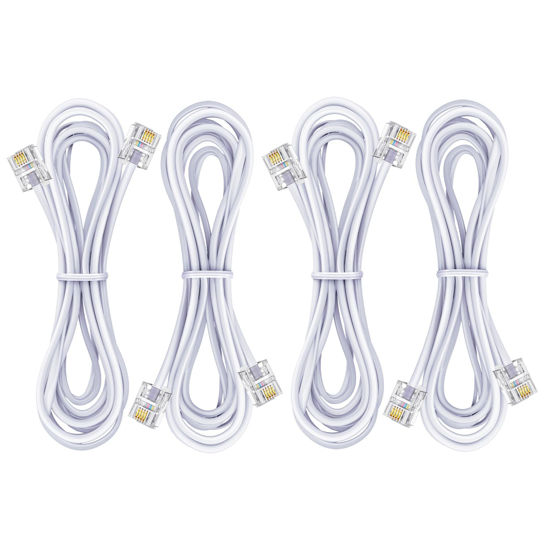 Picture of Yumiwoow 6.6Ft Telephone landline Extension Cord Cable Cord with Standard RJ-11 6P4C Plug (4Pack-6.6Ft-White)