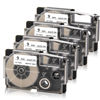 Picture of Absonic 4-Pack Compatible for Casio Label Maker Tape 9mm XR-9WE XR-9WE2S XR9WE2S 9mm Black on White Label It for KL-120 KL-60 KL-100 KL-750 KL750B KL-780 KL820 KL7000 KL7200 Label Maker, 3/8" x 26'