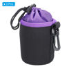 Picture of PATIKIL Camera Lens Bag, 2 Pcs 3" ID x 3.9" H Cylindrical Drawstring Lens Pouch with Thick Protective Neoprene, Lens Case for DSLR Camera Lens, Water Coffee Cups Black, Purple