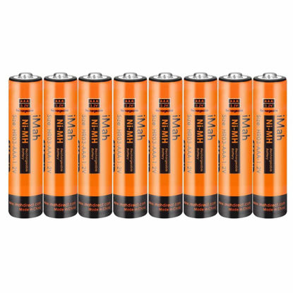 Picture of 8-Pack iMah 1.2V 750mAh Ni-MH AAA Rechargeable Batteries for Panasonic Cordless Phone Also Compatible with BK30AAABU BK40AAABU HHR-55AAABU HHR-65AAABU HHR-75AAA/B HHR-4DPA/4B BT205662 and Solar Lights