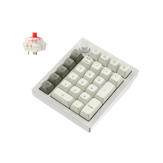 Picture of Keychron Q0 Max Wireless Custom Mechanical Numpad, 2.4 GHz/Bluetooth 5.1/Wired QMK Number Pad, RGB Hot-Swappable with Gateron Red Switch for Laptop Mac Windows Linux - White
