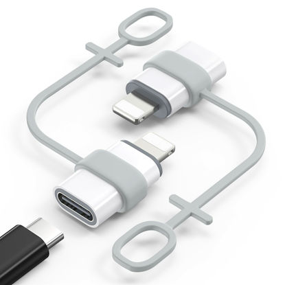 Picture of MoKo USB C to Lightning Adapter, Not for Audio/OTG, Lightning Male to USB C Female Adapter for iPhone 14/13/12/11/X Series, iPad/AirPods, Support Charging & Data Sync, with Anti-Lost Loop, White