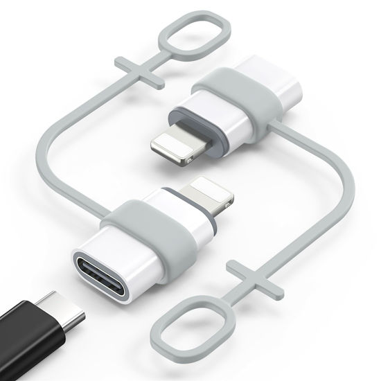 Picture of MoKo USB C to Lightning Adapter, Not for Audio/OTG, Lightning Male to USB C Female Adapter for iPhone 14/13/12/11/X Series, iPad/AirPods, Support Charging & Data Sync, with Anti-Lost Loop, White