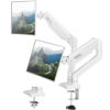 Picture of Dual Monitor Desk Mount - Adjustable Monitor Arm for 2 Monitors up to 32 inches/19.8 lbs, Double Monitor Stand VESA Bracket with C-Clamp & Grommet Mounting, Computer Screen Mount, White, Freelift