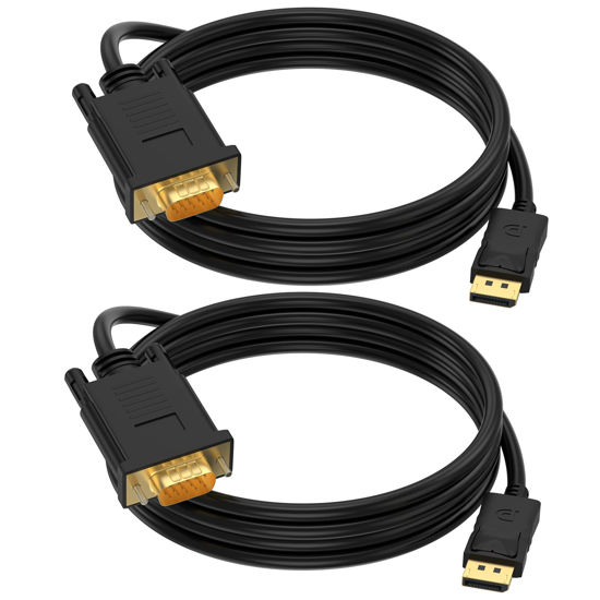 Picture of Seefeful (in) DisplayPort to (Out) VGA Adapter DP to VGA Cable Male to Male Gold-Plated for Computer, Laptop,Monitor, TV, Projector (NOT Bidirectional,) (3 Feet / 2PACK)
