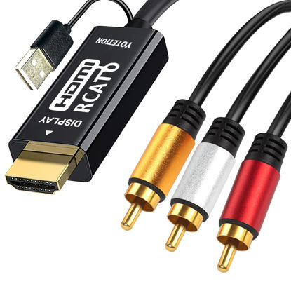 Picture of YOTETION RCA to HDMI Cable 10FT, AV to HDMI Adapter, Composite to HDMI, Support 1080P, PAL/NTSC Compatible with WII/WII U/PS one/PS2/PS3/STB/Xbox/VHS/VCR/Blue-Ray DVD ect