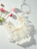 Picture of Ylsteed Newborn Photography Outfits Girl Newborn Photography Props Lace Romper with Pearls Headband Newborn Infant Photo Shoot Outfits Girls Photo Props Newborn Girl Photoshoot Outfits (Beige)