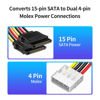 Picture of XANHAM 2-Pack 7.8 Inch 4 Pin Molex to SATA Splitter Power Cable, IDE 4Pin Male to SATA 15 Pin Female Y-shape Power Adapter Cable