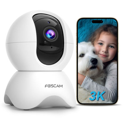 Picture of FOSCAM 3K 5MP WiFi Pet Cameras for Home Security, 2.4GHz Indoor Camera Baby Monitor with 360° Pan Tilt, 2-Way Audio, 20X Digital Zoom, Night Vision, AI Human Detection, Cloud & SD Card Storage