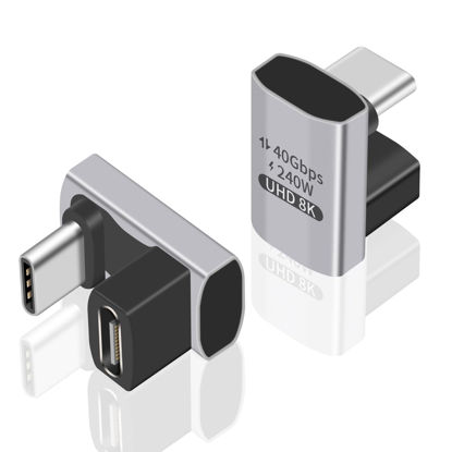 Picture of Duttek 240W USB C 180 Degree Adapter, 180 USB C Extendsion Adapte, U Shape USB C Male to Female 40Gbps Connector for Steam Deck, Thunderbolt, Switch, Laptop, MacBook 2 Pack