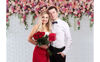 Picture of LTLYH 7x5ft Valentine's Day Backdrop Tea Party Backdrop White Brick Wall Flowers Backdrop Wedding Bridal Shower Birthday Party Banner Supplies 134
