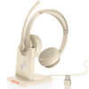 Picture of Wireless Headset with AI Noise Cancelling Microphone Bluetooth Headset - Bluetooth V5.2 Headphones with USB Dongle, Charging Base & Mic Mute for Computer/Laptop/PC/iPhone/Android/Cell Phones-Apricot