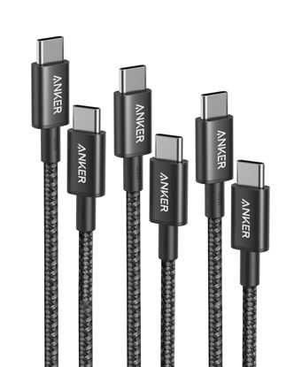 Picture of Anker USB C to USB C Cable, Type C Charging Cord Fast Charge(3.3FT+6FT+10FT,100W), for iPhone 16/16 pro, MacBook and More(USB 2.0,Black)