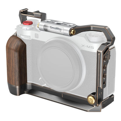 Picture of SmallRig Retro Cage for FUJIFILM X-M5, Built-in Wooden Handgrip and Quick Release Plate for Arca, Included Windshield/Hot Shoe Cover/Shutter Release Button - 4892