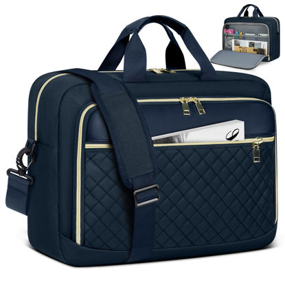 Picture of NEWHEY Laptop Bag 17.3 Inch Laptop Briefcase for Women Men Waterproof Shoulder Messenger Bag Large Computer Bag for Business Office Work College, Dark Blue