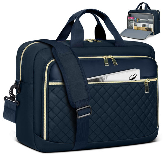 Picture of NEWHEY Laptop Bag 17.3 Inch Laptop Briefcase for Women Men Waterproof Shoulder Messenger Bag Large Computer Bag for Business Office Work College, Dark Blue