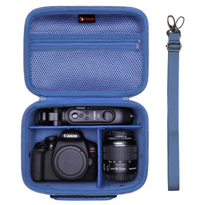 Picture of XANAD Camera Case Compatible with Canon EOS Rebel T7 / R100 / R50 / R6 Mark II / R8 / T100, Sony, Nikon DSLR Camera, Lens, Tripod, with 4 Pieces of Dividers and Shoulder Strap(Blue)