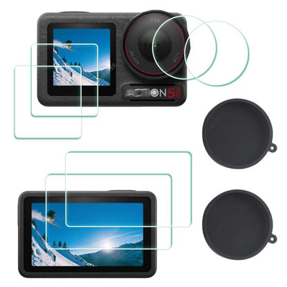 Picture of ULBTER Screen Protector for DJI OSMO Action 5 Pro Camera + Lens cap Cover [2+6 Pieces], 0.3mm 9H Hardness Tempered Glass Protector, Anti-Scrach Anti-Bubble